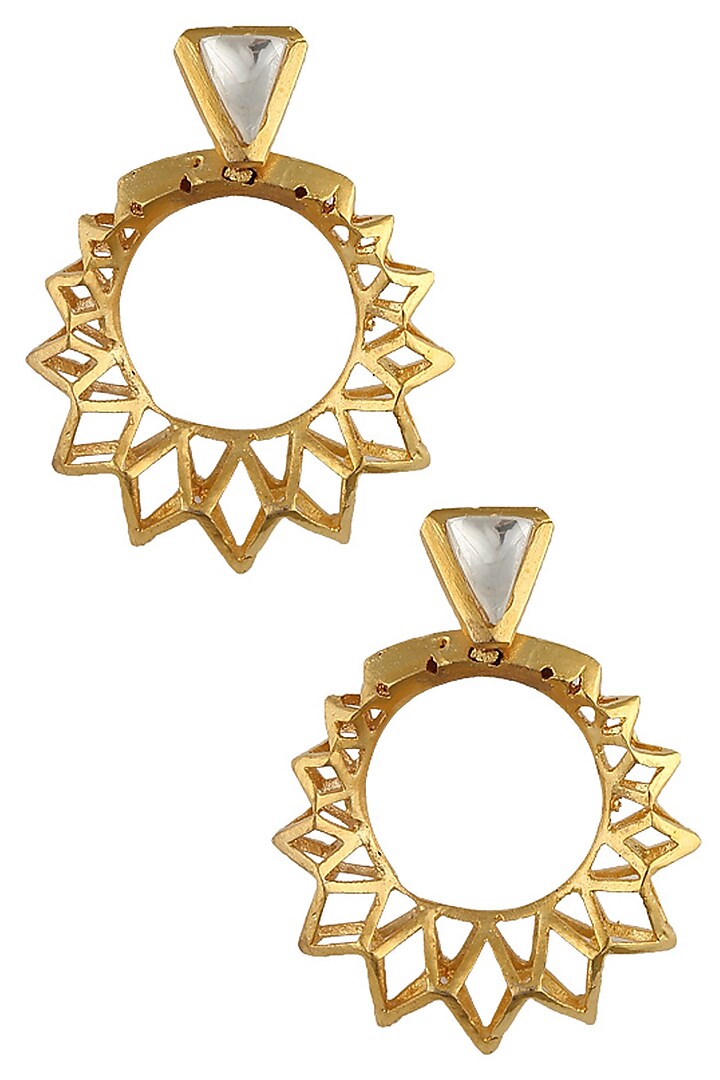 Gold Plated Crystal Stone Sunray Earrings