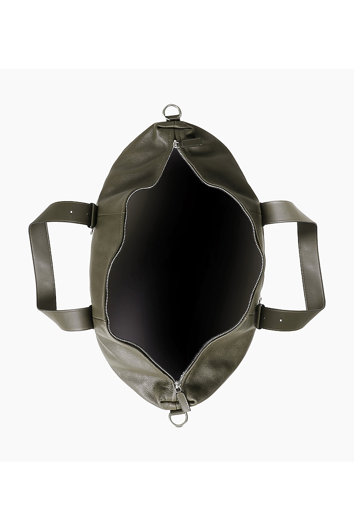 Olive Hand Finished Soft Milled Leather Duffle Bag by TONI ROSSI MEN at Pernia's Pop Up Shop