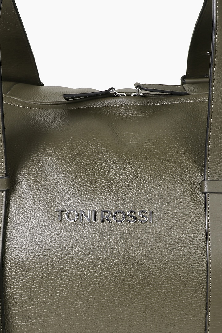 Olive Hand Finished Soft Milled Leather Duffle Bag by TONI ROSSI MEN at Pernia's Pop Up Shop