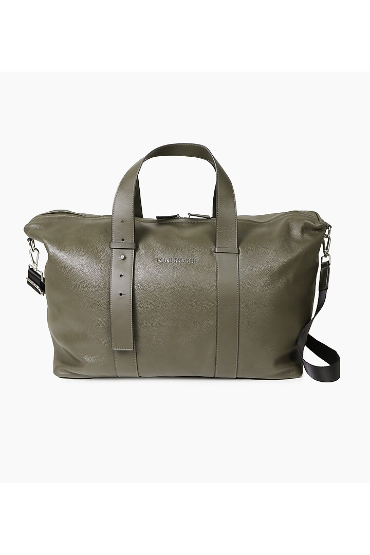 Olive Hand Finished Soft Milled Leather Duffle Bag by TONI ROSSI MEN at Pernia's Pop Up Shop