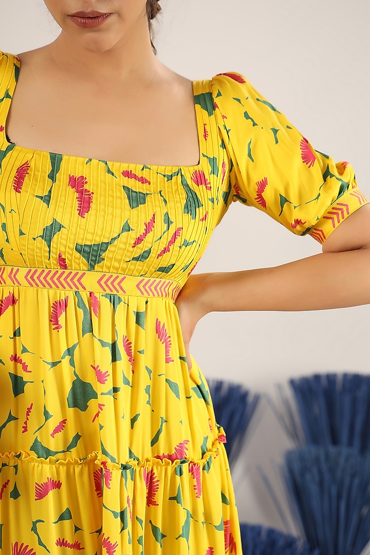 Yellow Chiffon Flared Summer Dress by Baise Gaba at Pernia's Pop Up Shop