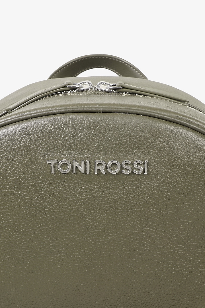 Olive Hand Finished Soft Milled Leather Backpack Bag by TONI ROSSI MEN at Pernia's Pop Up Shop