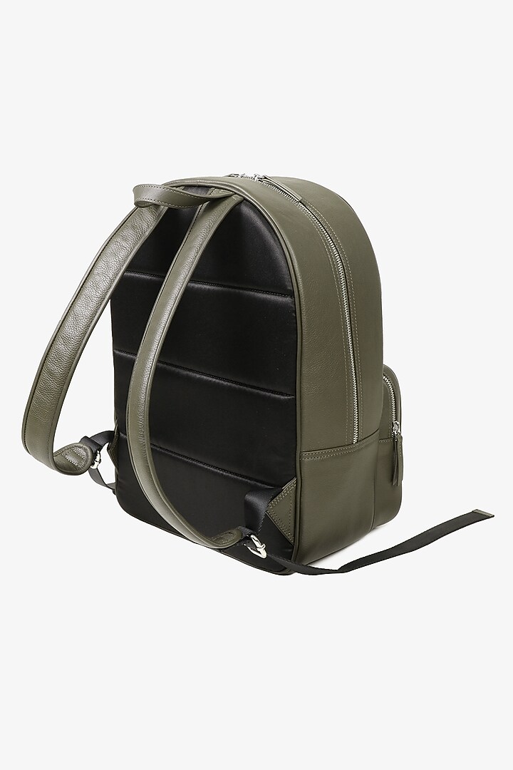 Olive Hand Finished Soft Milled Leather Backpack Bag by TONI ROSSI MEN at Pernia's Pop Up Shop