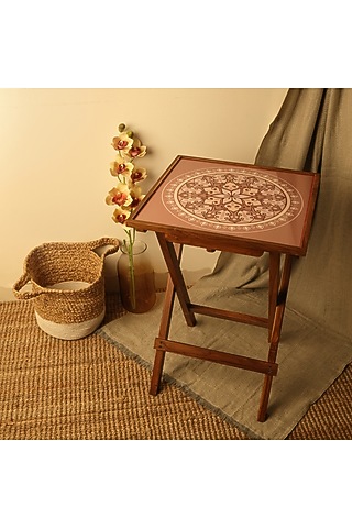 Vanilla Beige Wooden Folding Coffee Table by BambaiSe