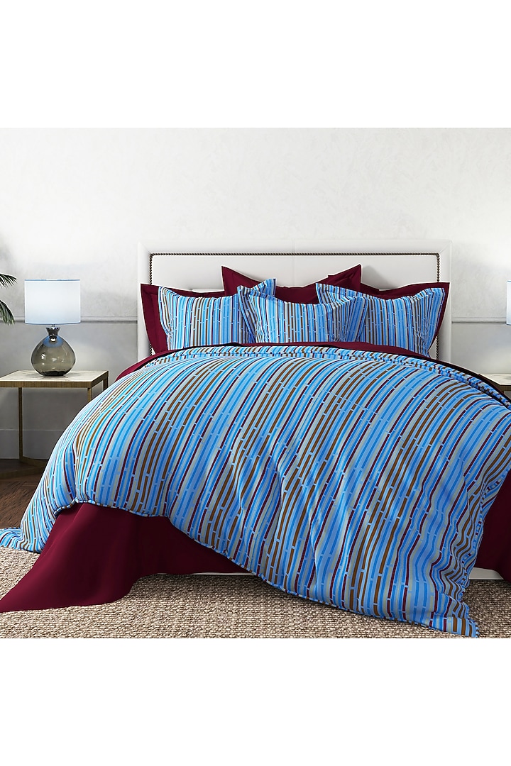 Blue Printed Bedsheet Set (Set of 3) by By ADAB at Pernia's Pop Up Shop