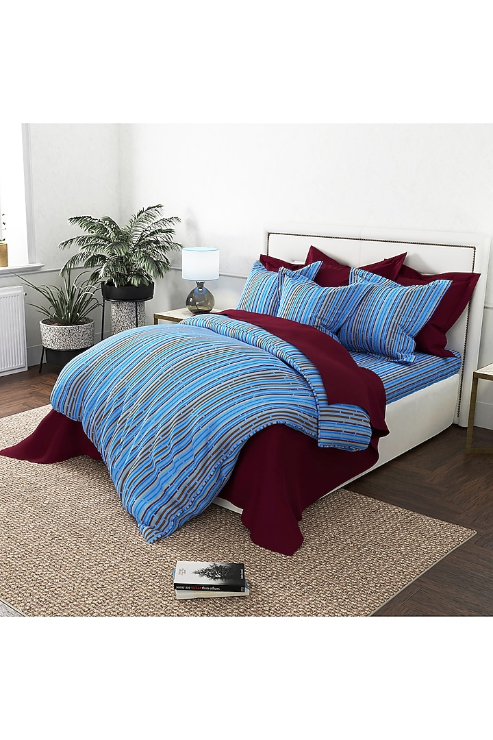 Blue Printed Bedsheet Set (Set of 3) by By ADAB at Pernia's Pop Up Shop