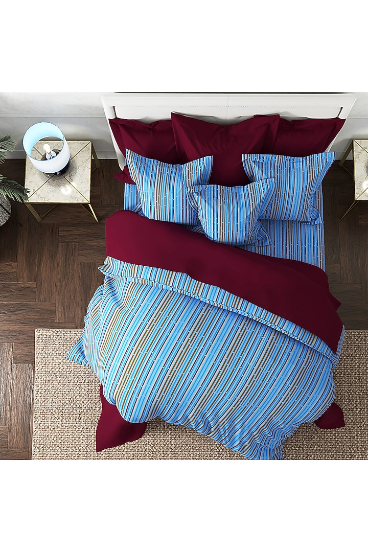 Blue Printed Bedsheet Set (Set of 3) by By ADAB at Pernia's Pop Up Shop