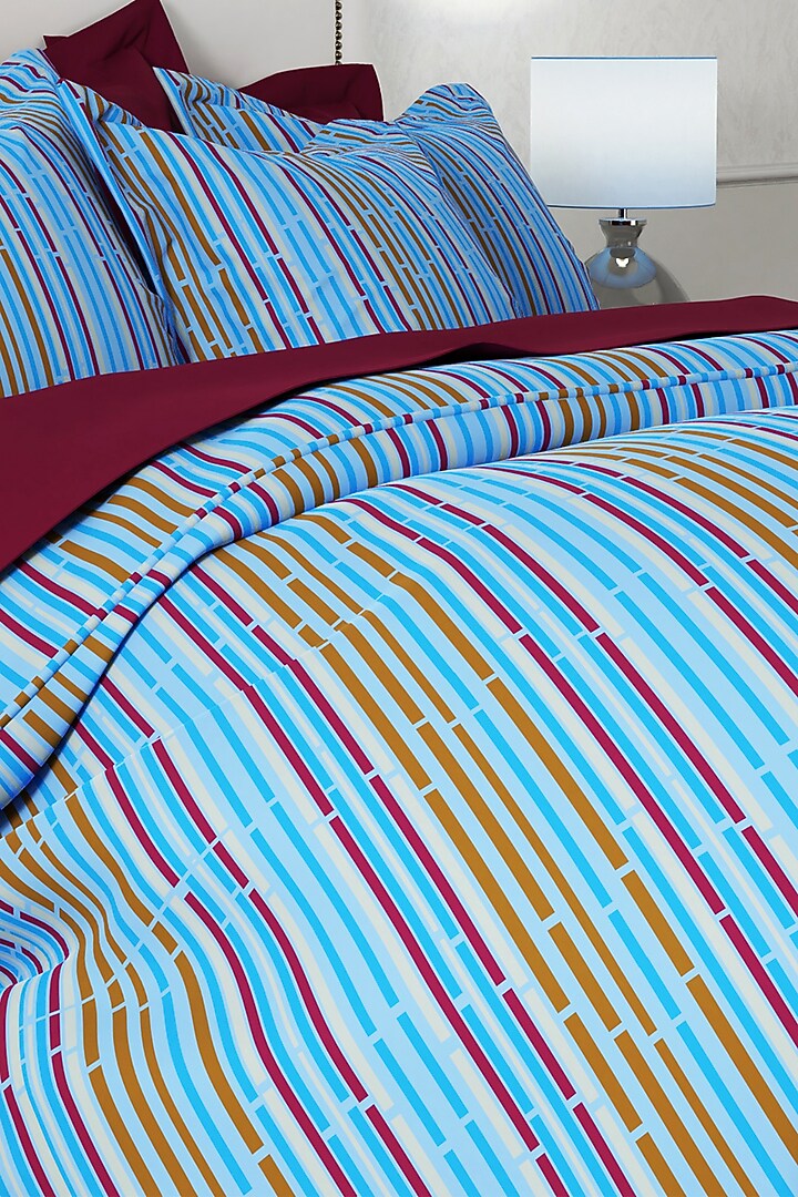 Blue Printed Bedsheet Set (Set of 3) by By ADAB at Pernia's Pop Up Shop