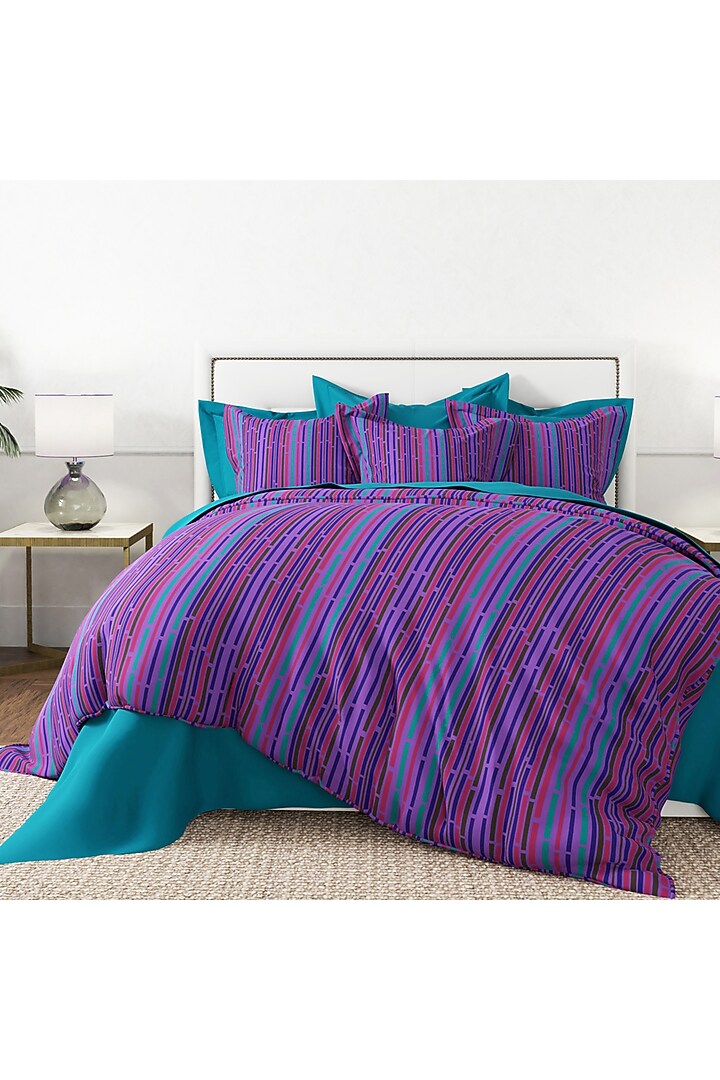 Purple Printed Bedsheet Set (Set of 3) by By ADAB at Pernia's Pop Up Shop