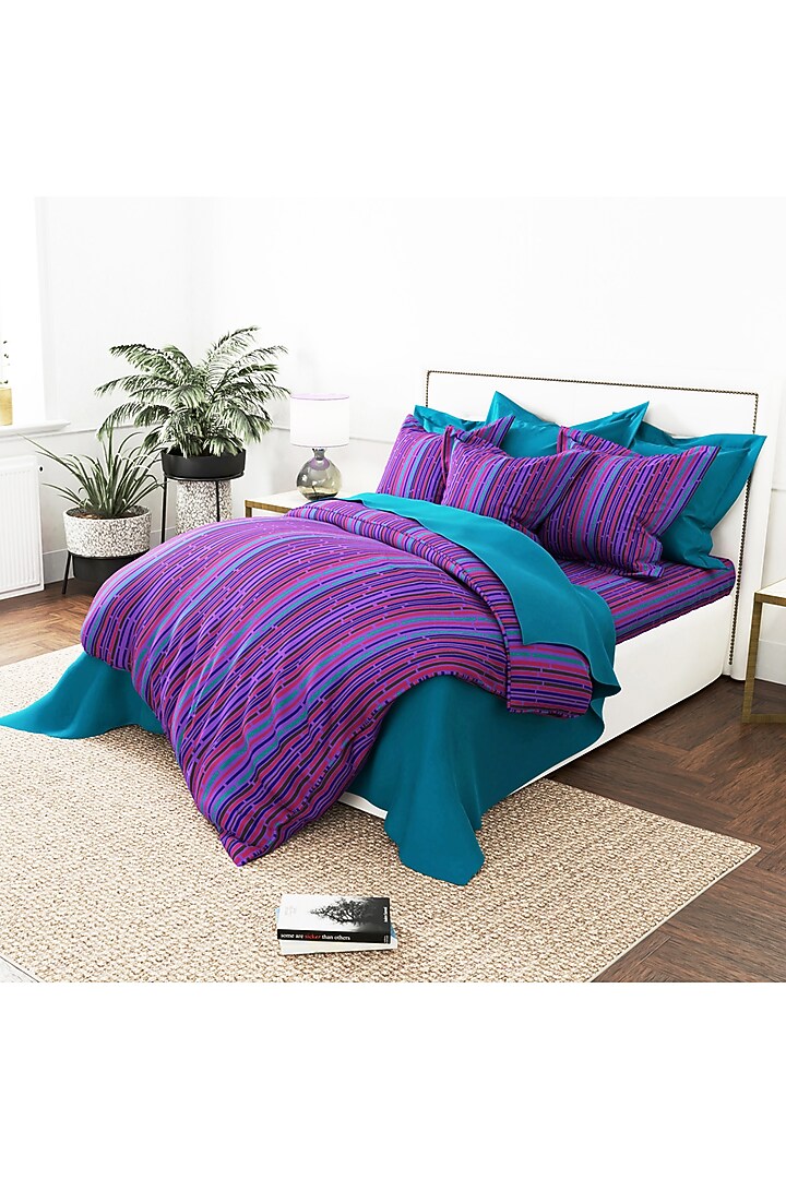 Purple Printed Duvet Set (Set of 3) by By ADAB at Pernia's Pop Up Shop