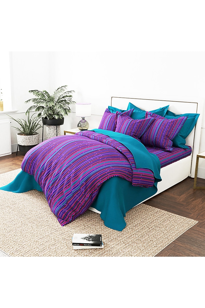 Purple Printed Bedsheet Set (Set of 3) by By ADAB at Pernia's Pop Up Shop
