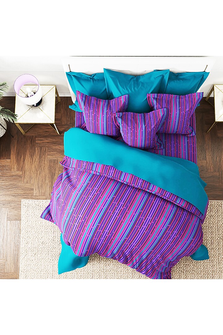 Purple Printed Duvet Set (Set of 3) by By ADAB at Pernia's Pop Up Shop