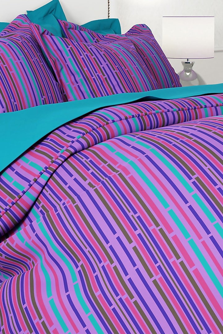 Purple Printed Duvet Set (Set of 3) by By ADAB at Pernia's Pop Up Shop