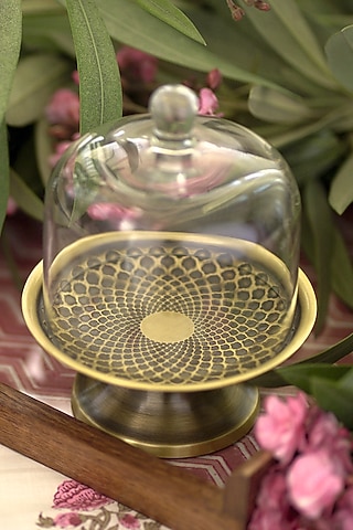Gold Brass & Glass Handcrafted Cloche Set by Courtyard