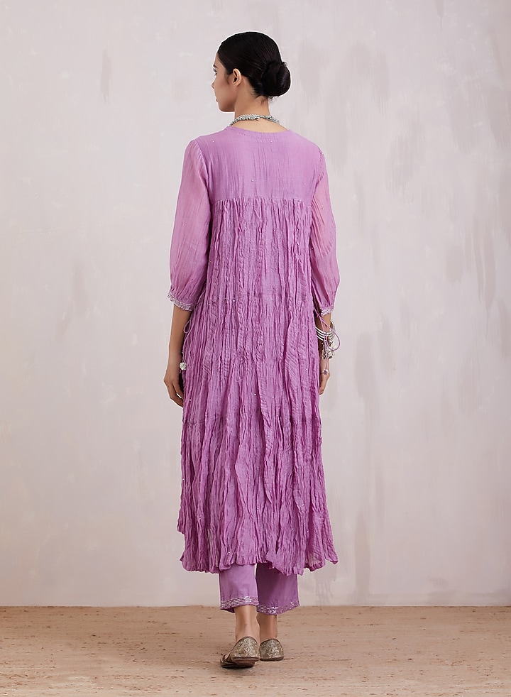 Mauve Hand Embroidered Kurta Set by Barahmasi at Pernia's Pop Up Shop