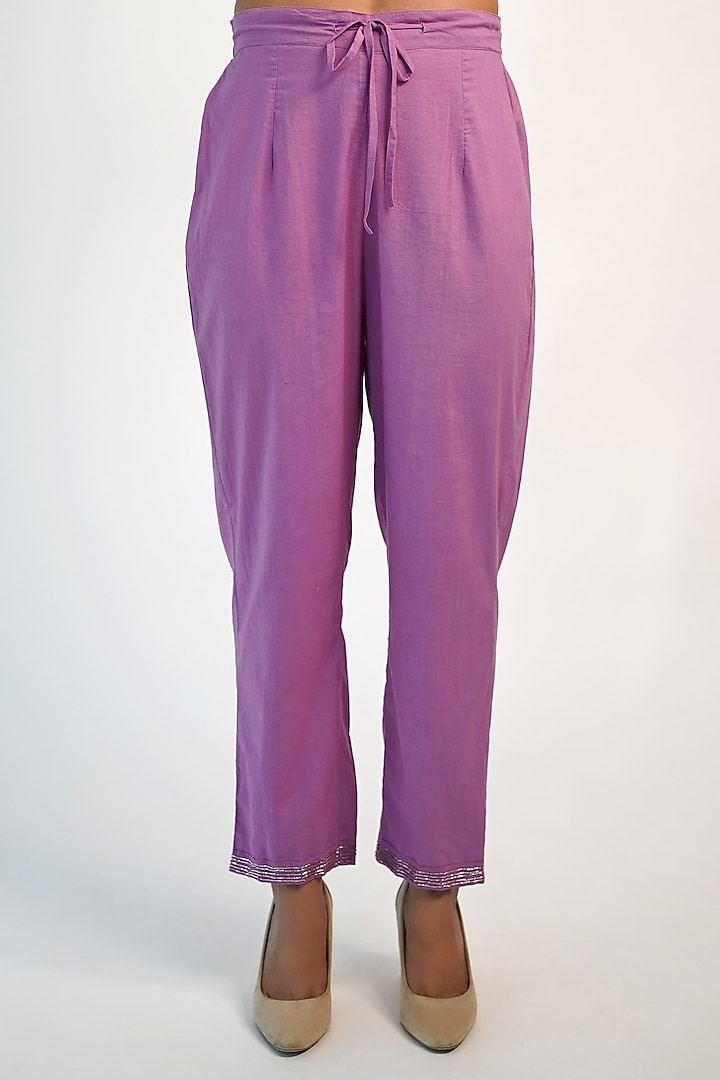 Mauve Hand Embroidered Kurta Set by Barahmasi at Pernia's Pop Up Shop