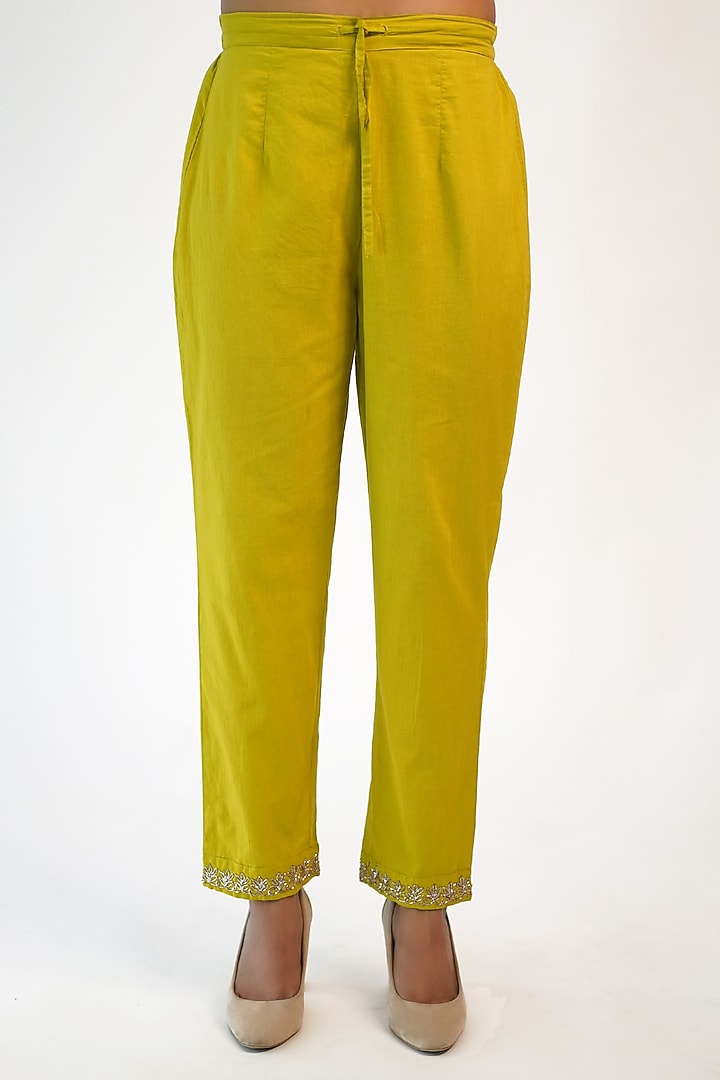 Lime Hand Embroidered Kurta Set by Barahmasi at Pernia's Pop Up Shop
