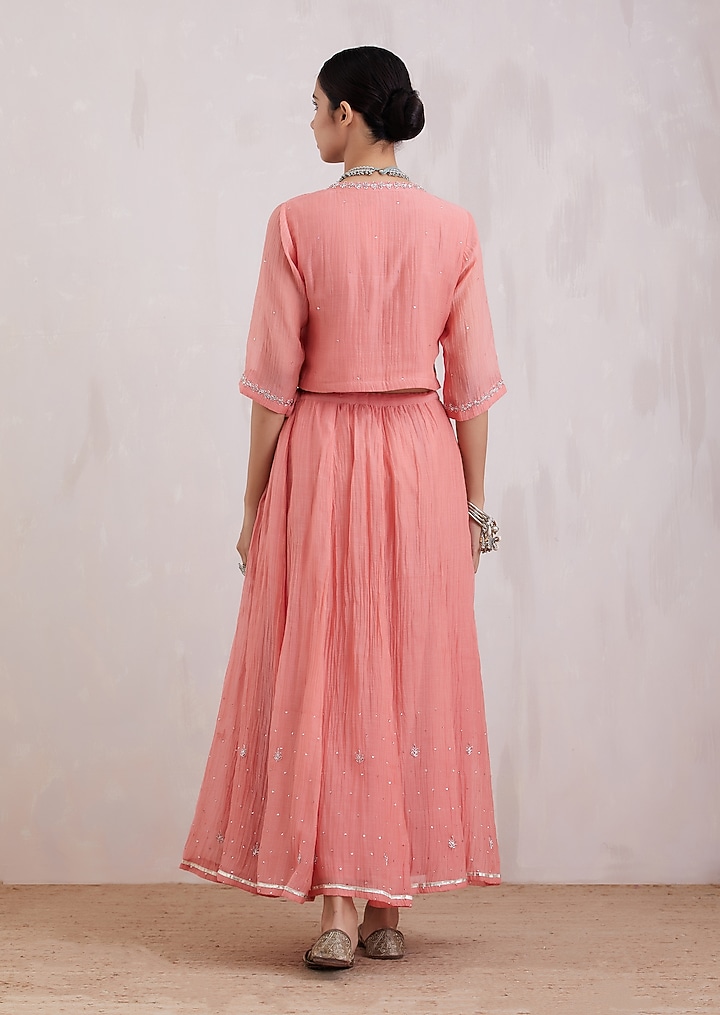 Pink Hand Embroidered Lehenga Set by Barahmasi at Pernia's Pop Up Shop