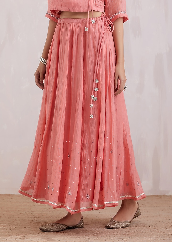 Pink Hand Embroidered Lehenga Set by Barahmasi at Pernia's Pop Up Shop
