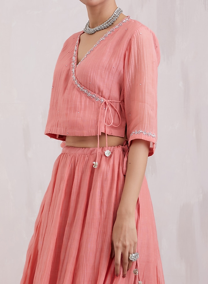 Pink Hand Embroidered Lehenga Set by Barahmasi at Pernia's Pop Up Shop