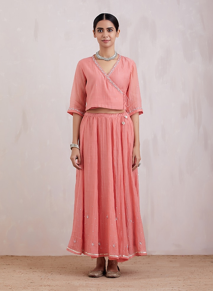 Pink Hand Embroidered Lehenga Set by Barahmasi at Pernia's Pop Up Shop
