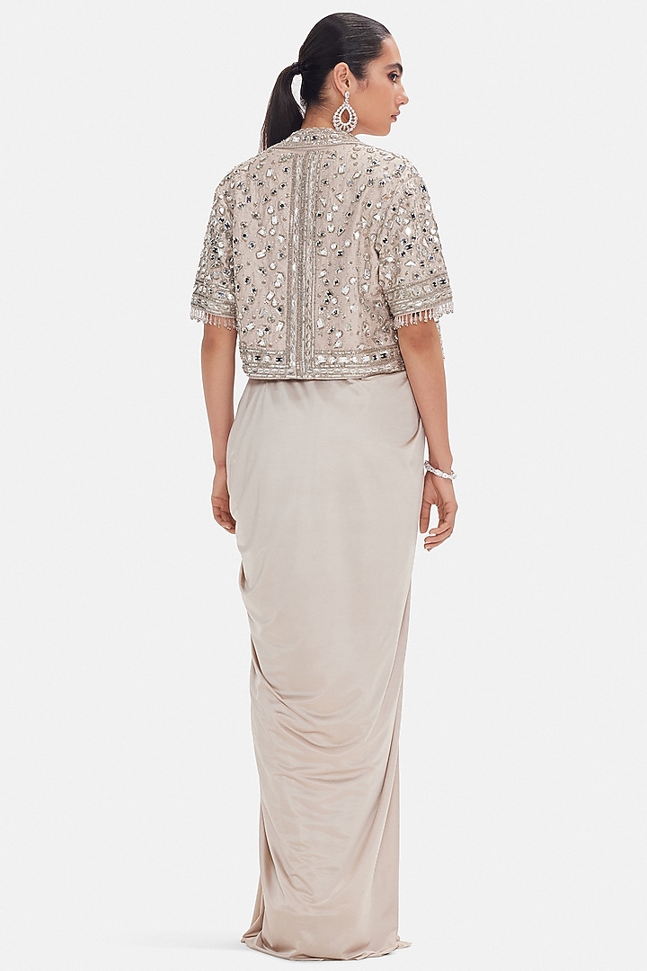 Golden Dupion Silk Draped Skirt Set by Basanti - Kapde aur Koffee at Pernia's Pop Up Shop