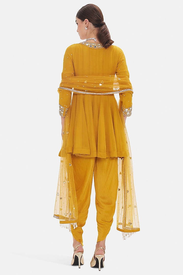Mustard Georgette Sequins Work Kurta Set by Basanti - Kapde aur Koffee at Pernia's Pop Up Shop