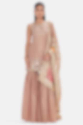 Peach Tissue Sequins Work Party Wear Sharara Set by Basanti - Kapde aur Koffee at Pernia's Pop Up Shop