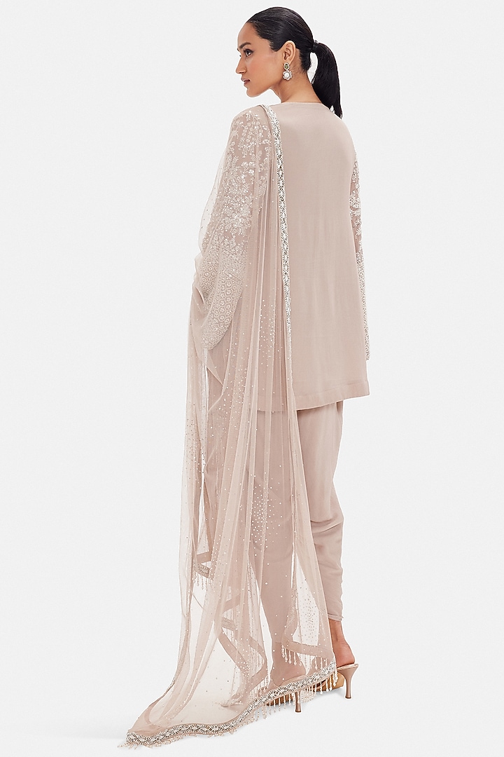 Beige Georgette Sequins Work Kurta Set by Basanti - Kapde aur Koffee at Pernia's Pop Up Shop