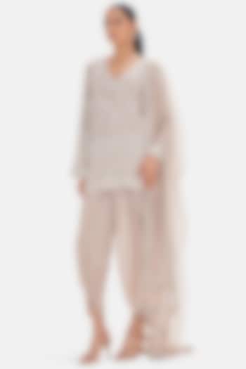 Beige Georgette Sequins Work Kurta Set by Basanti - Kapde aur Koffee at Pernia's Pop Up Shop