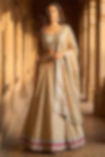 Gold Tissue Cutdana Embroidered Wedding Lehenga Set by Basanti - Kapde aur Koffee at Pernia's Pop Up Shop