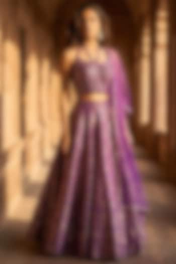 Purple Banarasi Sequins Embroidered Lehenga Set by Basanti - Kapde aur Koffee at Pernia's Pop Up Shop