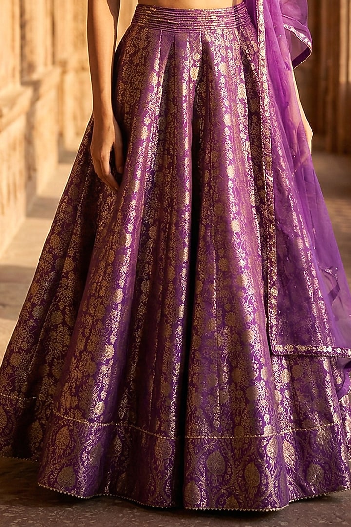 Purple Banarasi Sequins Embroidered Lehenga Set by Basanti - Kapde aur Koffee at Pernia's Pop Up Shop