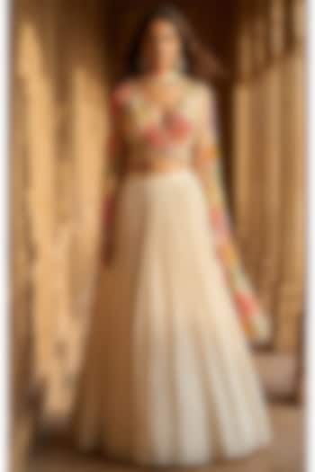 Ivory Georgette Sequins Embroidered Lehenga Set by Basanti - Kapde aur Koffee at Pernia's Pop Up Shop