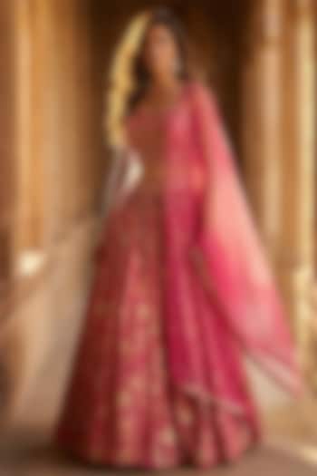 Pink Chinon Sequins Embroidered Lehenga Set by Basanti - Kapde aur Koffee at Pernia's Pop Up Shop