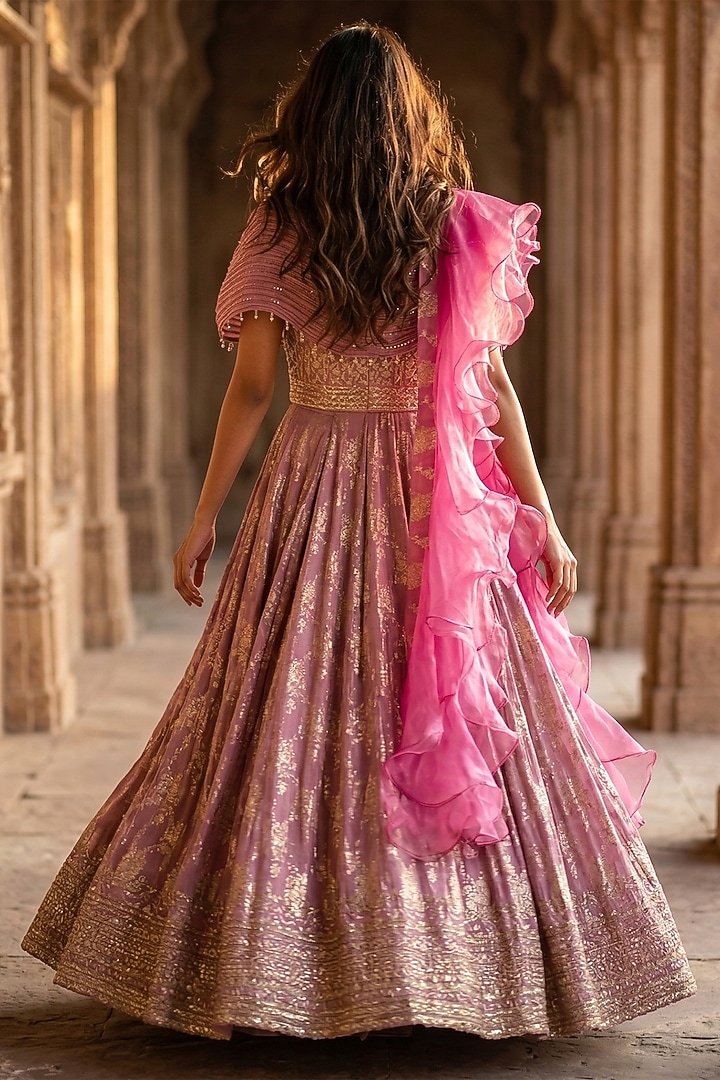Pink Banarasi Zari & Crystal Embroidered Wedding Lehenga Set by Basanti - Kapde aur Koffee at Pernia's Pop Up Shop
