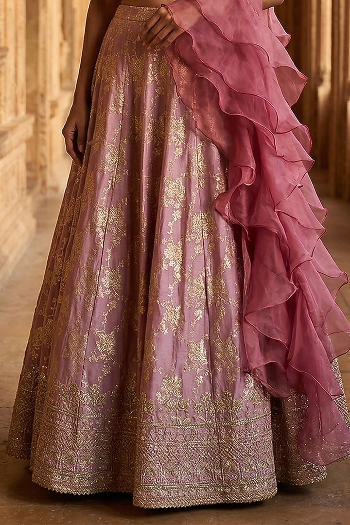 Pink Banarasi Zari & Crystal Embroidered Wedding Lehenga Set by Basanti - Kapde aur Koffee at Pernia's Pop Up Shop
