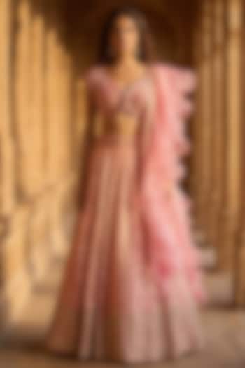 Peach Banarasi Zari & Crystal Embroidered Wedding Lehenga Set by Basanti - Kapde aur Koffee at Pernia's Pop Up Shop