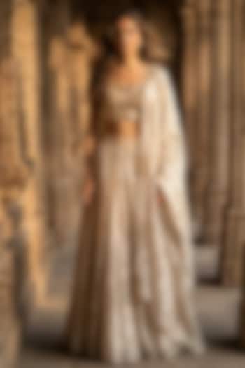 Gold Tissue Cutdana Embroidered Lehenga Set by Basanti - Kapde aur Koffee at Pernia's Pop Up Shop