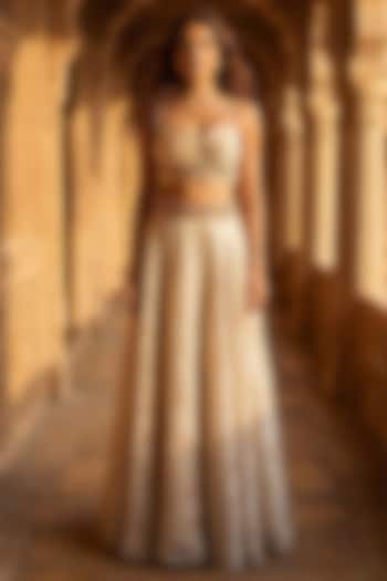 Matte Gold Organza Cutdana Embroidered Lehenga Set by Basanti - Kapde aur Koffee at Pernia's Pop Up Shop
