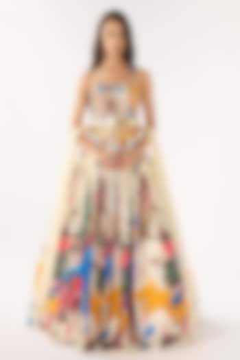 Multi-Colored Crepe Printed Lehenga Set by Basanti - Kapde aur Koffee at Pernia's Pop Up Shop