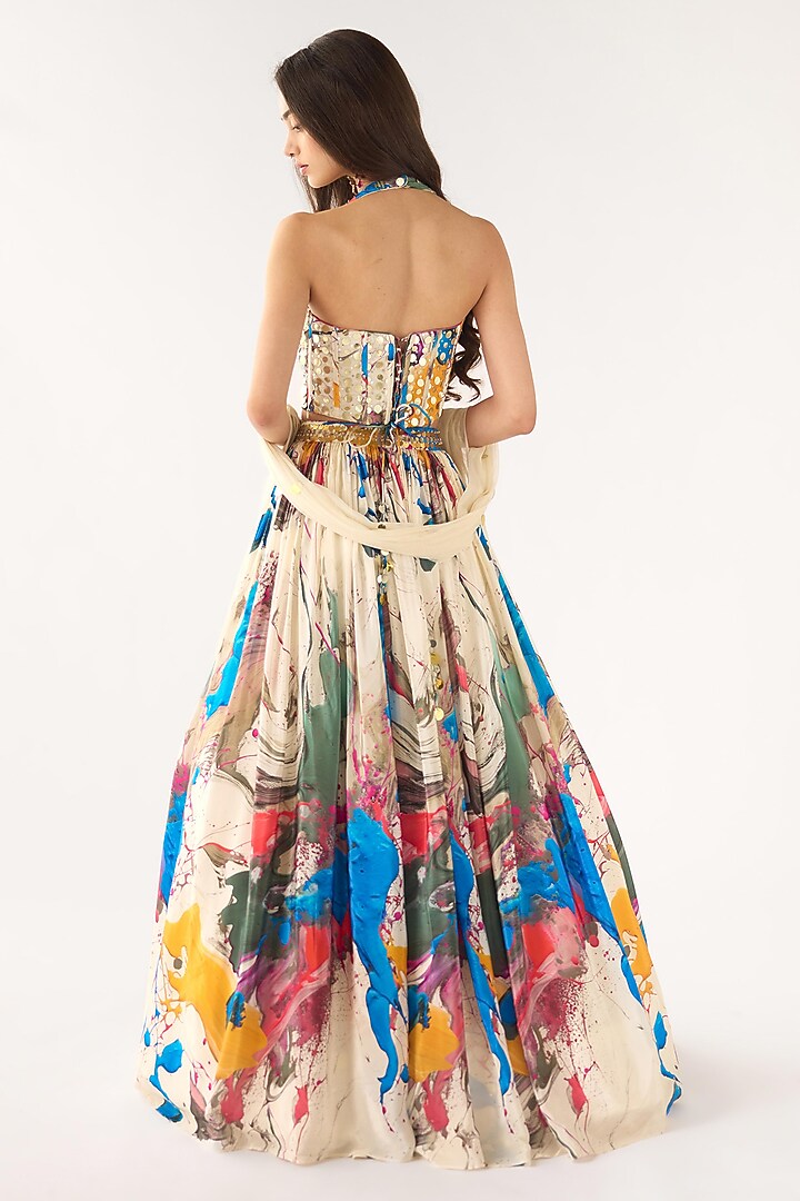Multi-Colored Crepe Printed Lehenga Set by Basanti - Kapde aur Koffee at Pernia's Pop Up Shop
