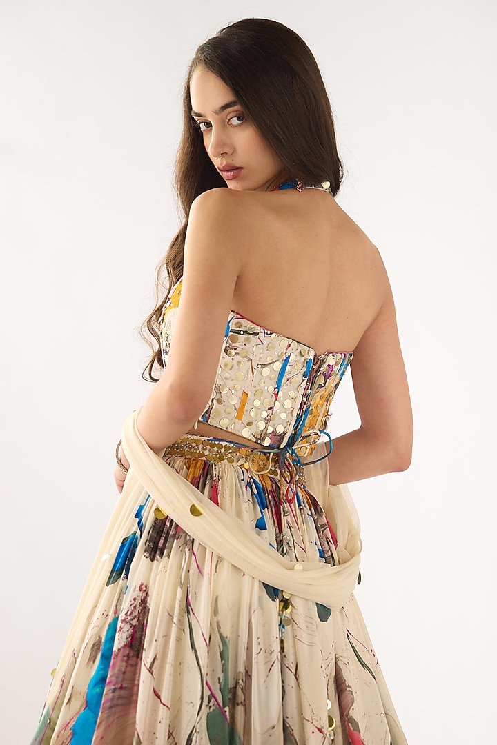 Multi-Colored Crepe Printed Lehenga Set by Basanti - Kapde aur Koffee at Pernia's Pop Up Shop