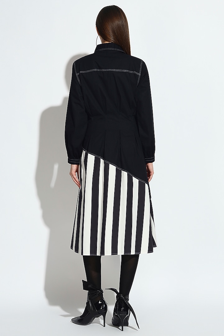 Black & White Cotton Panelled Asymmetric Summer Dress by BluntBuck at Pernia's Pop Up Shop