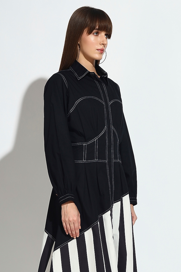 Black & White Cotton Panelled Asymmetric Summer Dress by BluntBuck at Pernia's Pop Up Shop