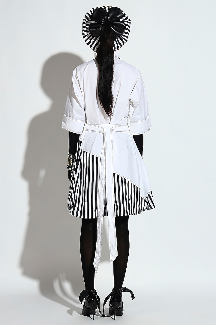 Black & White Cotton Striped Asymmetric Mini Summer Dress by BluntBuck at Pernia's Pop Up Shop