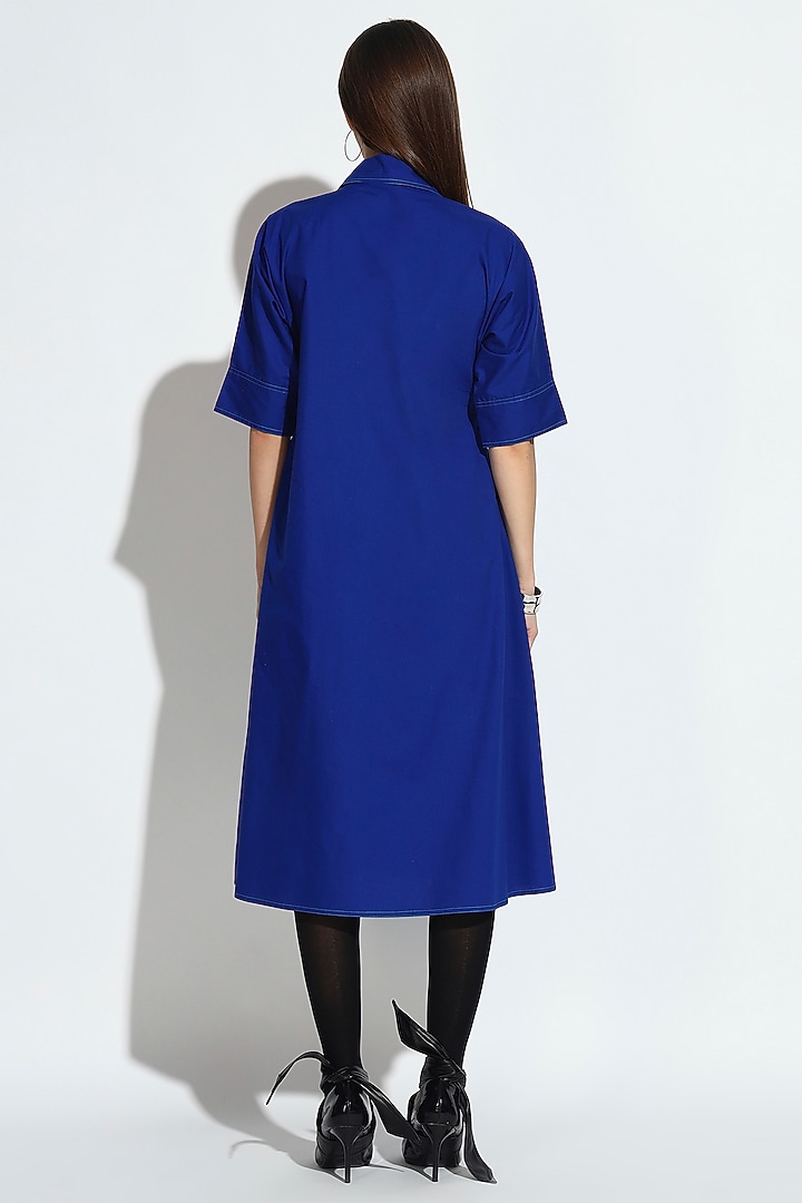Blue Cotton Sequin Embroidered Summer Dress by BluntBuck at Pernia's Pop Up Shop
