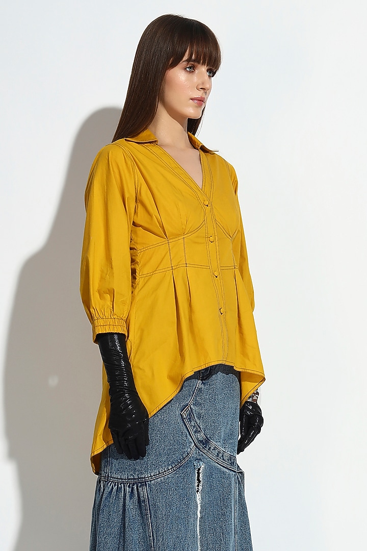 Mustard Cotton Panelled Top by BluntBuck at Pernia's Pop Up Shop
