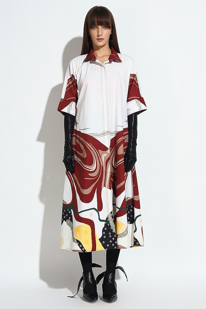 Multi-Colored Cotton Floral Printed Midi Summer Dress by BluntBuck at Pernia's Pop Up Shop