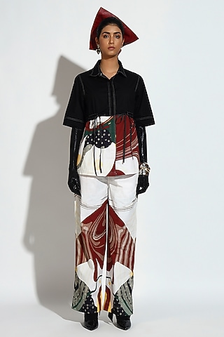 Multi-Colored Cotton Printed Corset Co-Ord Set by BluntBuck